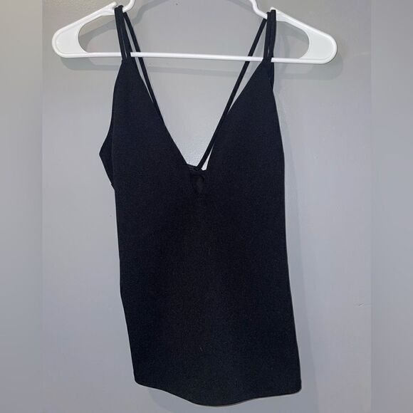 Express Womens spaghetti Strap Black Plunge Neck Top Size Small Nightlife Casual - Picture 1 of 3